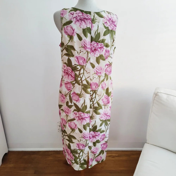 Spring Vintage Floral Shift Dress / Judy Bond / Pink & Green / 14 - Picture 3 of 4
